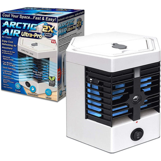 Mini Răcitor Portabil HOZRO, Cooler Arctic Cool Ultra-Pro, 2 Puteri, 10W, Alimentare USB, Alb Umidificare a Aerului cu Rezervor de Apă, Trepte de Viteză Reglabile, Ideal pentru Birou, Dormitor sau Vacanțe HOZRO