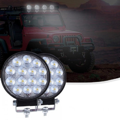 Lumină Profesională Hozro– Proiector LED auto, rotund, 42W, 14 leduri, pentru offroad, vanatoare, pescuit, utilaje,  Iluminare Puternica HOZRO