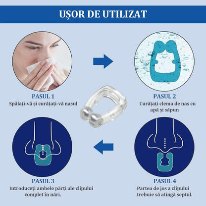 😴 Clips Magnetic Anti-Sforăit Hozro – Silicon Premium, Transparent, cu Etui Igienic Inclus HOZRO