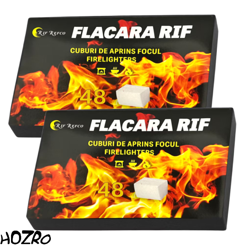 Set 48 Cuburi HOZRO, pentru Aprins Focul – Combustibil Rapid și Sigur pentru Grătare, Șeminee și Camping HOZRO