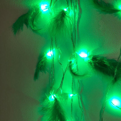 🪶 Instalație Decorativă Premium Hozro – 20 LED-uri cu Pene, 3.5m, Albastru sau Verde Magic HOZRO
