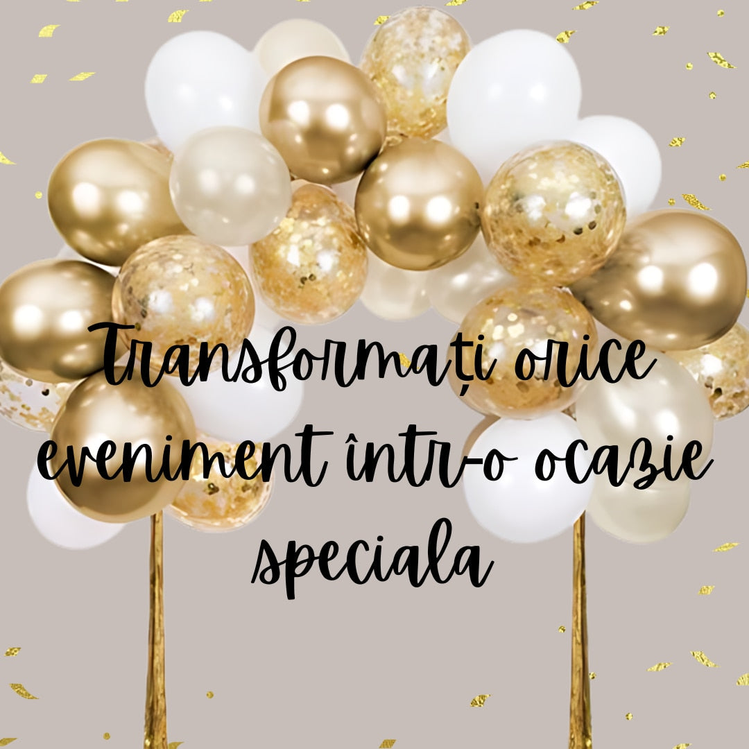 Set 68 baloane Arcada din latex Hozro®, auriu/alb, 25 cm, Accesorii Elegante pentru Petreceri, Nuntă sau Evenimente Tematice, Material Rezistent HOZRO