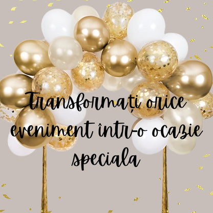 Set 68 baloane Arcada din latex Hozro®, auriu/alb, 25 cm, Accesorii Elegante pentru Petreceri, Nuntă sau Evenimente Tematice, Material Rezistent HOZRO