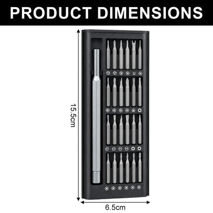 Set Șurubelnițe de Precizie 24 în 1 HOZRO, Trusă Magnetică Profesională cu Biți S2 Premium, Mini Unelte pentru Repararea Electronicelor, Telefon, Laptop, Consolă Jocuri, Ochelari, Ceasuri, Carcasă Aluminiu, Negru HOZRO