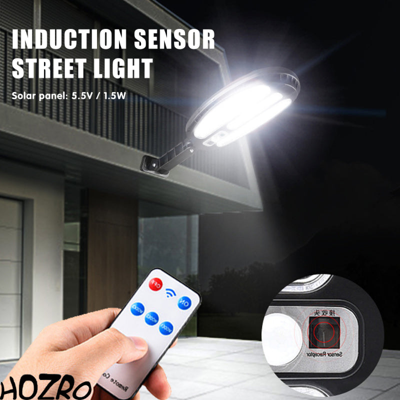 Lampa Solara HOZRO, Model HB-8288A, cu LED-uri Puternice, Senzor de Miscare si Lumina Automata, Impermeabila, Economie de Energie, Ideala pentru Exterior – Curte, Gradina, Garaj sau Terasa HOZRO