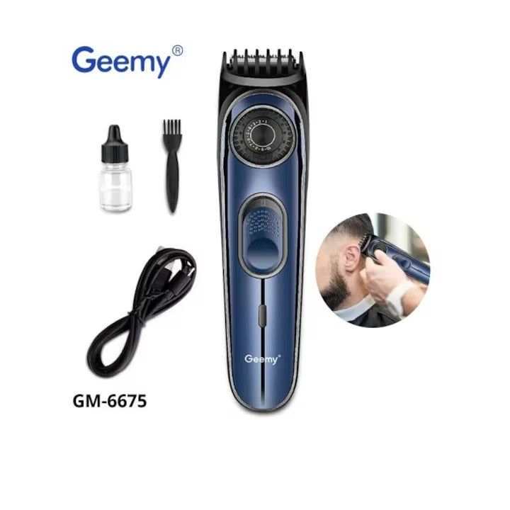 Aparat de tuns HOZRO barba, par si par corp fara fir 10 in 1 reglabil, Geemy Professional Hair Trimmer GM-6675, 45 minute runtime, Lame inox, Pieptane ajustabil 1-10mm, Lame cu ascutire automata, Acumulator 600mAh LI-ION Battery, Albastru BESTSELLS