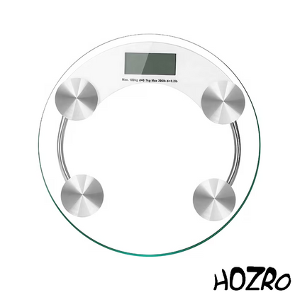 Cântar de Baie HOZRO, Rotund, Model 2003A – Design Modern și Elegant, Platformă din Sticlă Securizată, Afișaj Digital LCD, Funcție de Oprire Automată și Capacitate de Până la 180 kg HOZRO