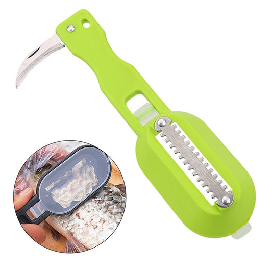 Dispozitiv HOZRO, Practic și Ușor de Utilizat pentru Curățarea Peștilor, solzi si viscere, cu Capac de Protecție, lame Inox, Design Ergonomic– Ideal pentru Bucătărie, Rapid și Curat BESTSELLS