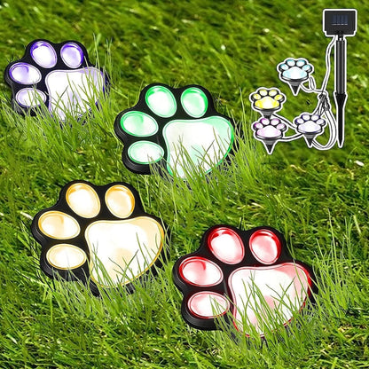 Set 4 Lămpi Solare pentru Exterior HOZRO, Design Lăbuțe Animale, Rezistente la Intemperii, Dimensiuni 9x9 cm, Lumină Albă, Autonomie Mare BESTSELLS