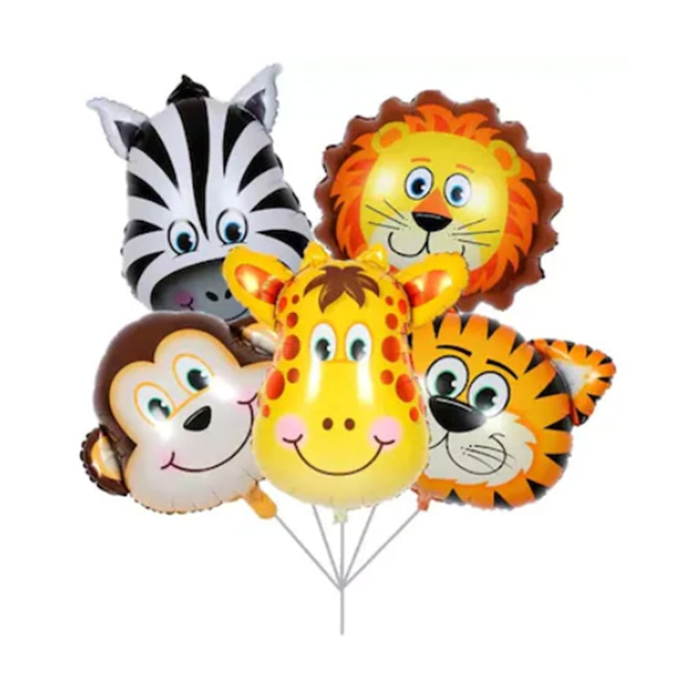 Set 5 baloane folie cap animale Zoo Hozro® 35 cm HOZRO