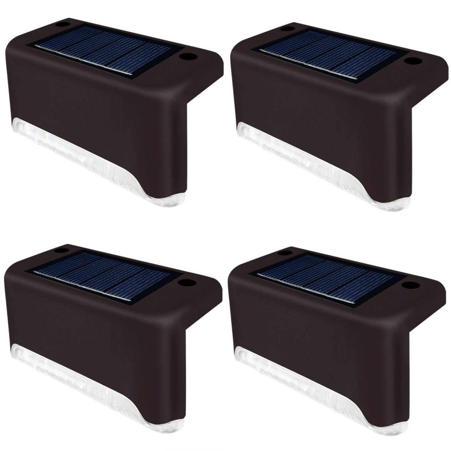 Set 4 Lampi solare de perete HOZRO, pentru exterior, iluminare sus și jos, culoare neagră, design modern și compact, dimensiune 7.5 x 7.5 cm, alimentare solară, protecție IP65 rezistentă la apă și praf, ideale pentru fațadă, gard, terasă HOZRO