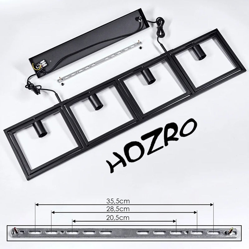 Lustra tip Pendul HOZRO, 4 Becuri, Metal, Suport liniar, Design modern, rafinat, Negru HOZRO