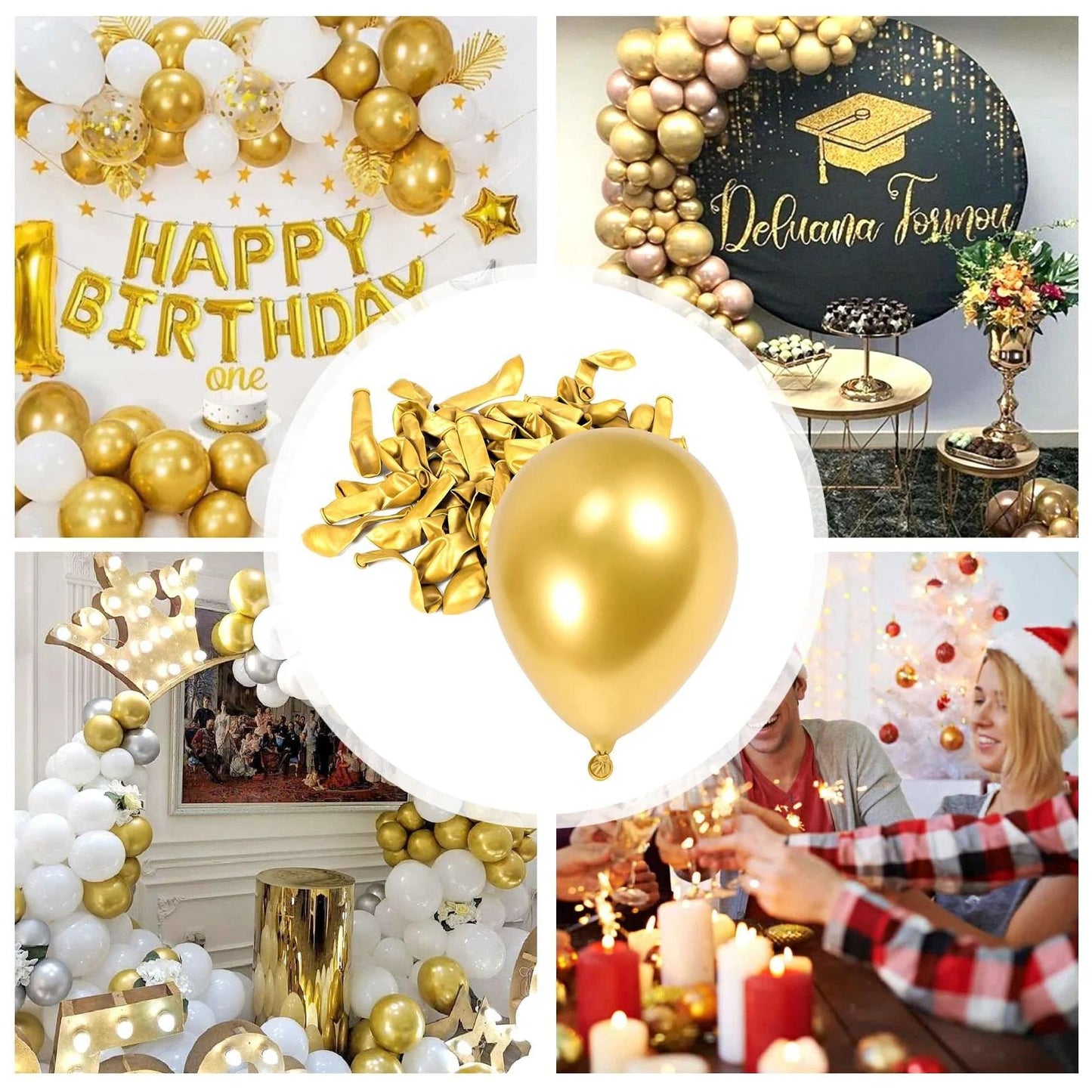 Set baloane din latex, Hozro®, Gold, 25 cm, Accesorii Elegante pentru Petreceri, Nuntă sau Evenimente Tematice, Material Rezistent HOZRO
