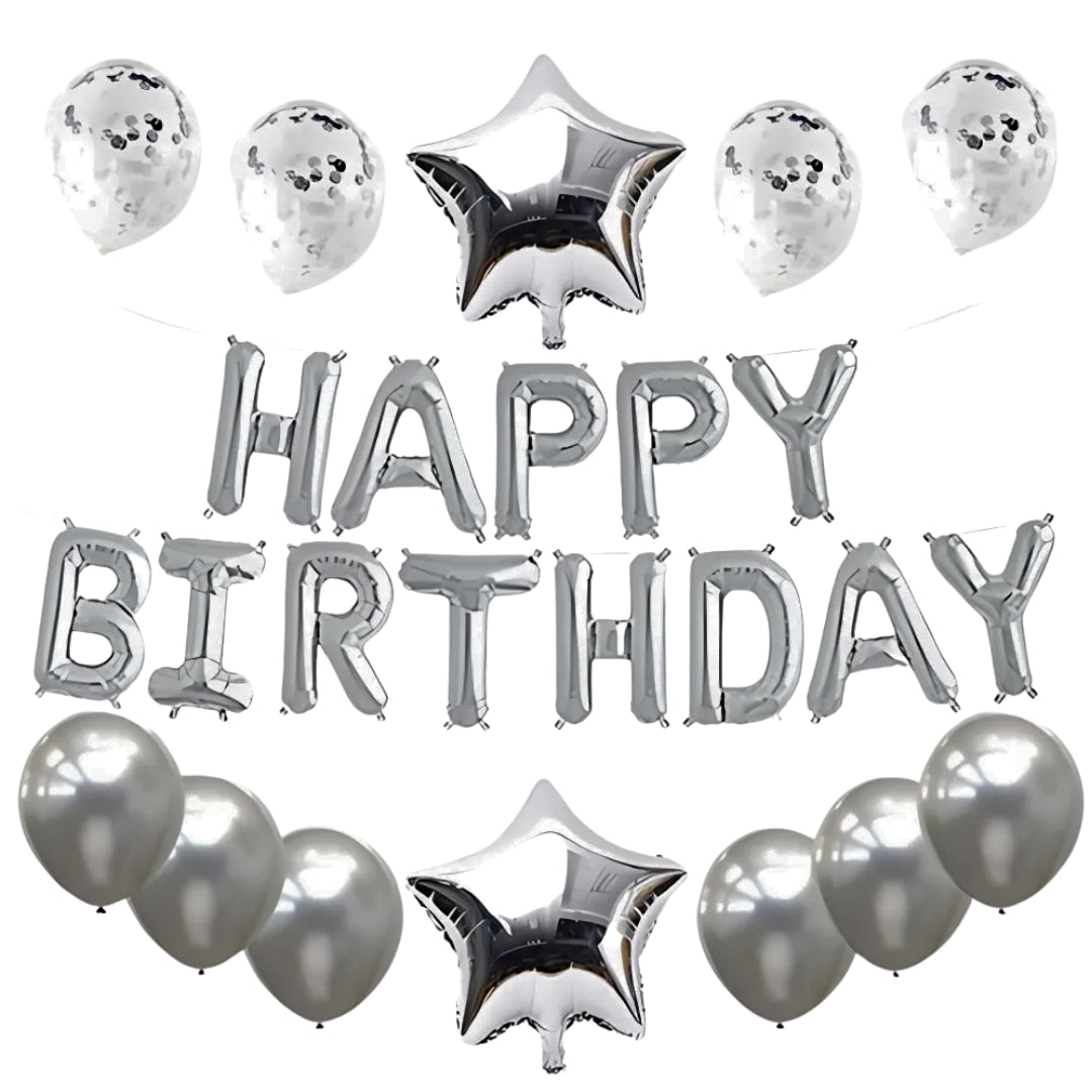 Set Baloane Folie „Happy Birthday”, 43 cm – Decor Elegant pentru Petreceri Aniversare, Evenimente, Fete, Femei, Fetițe, cu Litere Mari, Refolosibile, Ușor de Umflat și Montat (Copy) HOZRO