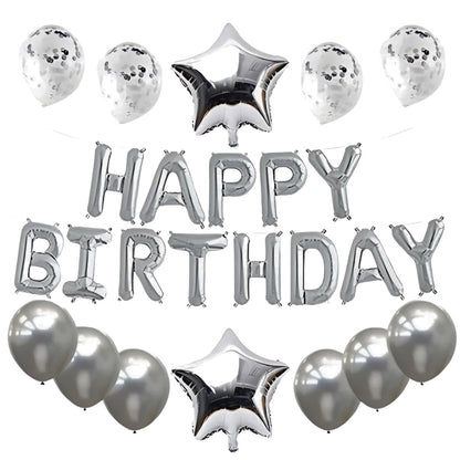 Set Baloane Folie „Happy Birthday”, 43 cm – Decor Elegant pentru Petreceri Aniversare, Evenimente, Fete, Femei, Fetițe, cu Litere Mari, Refolosibile, Ușor de Umflat și Montat (Copy) HOZRO