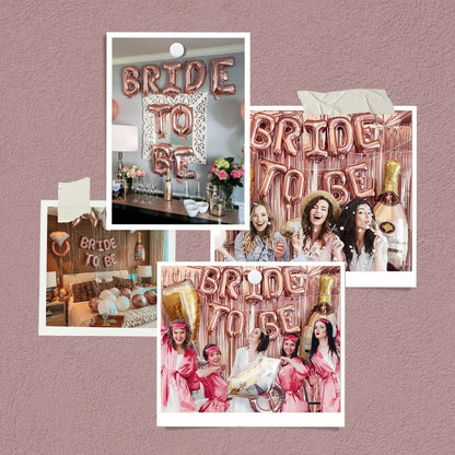 Set baloane folie nunta, Bride to be HOZRO, 340x40 cm, rose gold, Accesorii Elegante pentru Petrecerea Burlăcițelor, Nuntă sau Evenimente Tematice, Material Rezistent și Lucios HOZRO