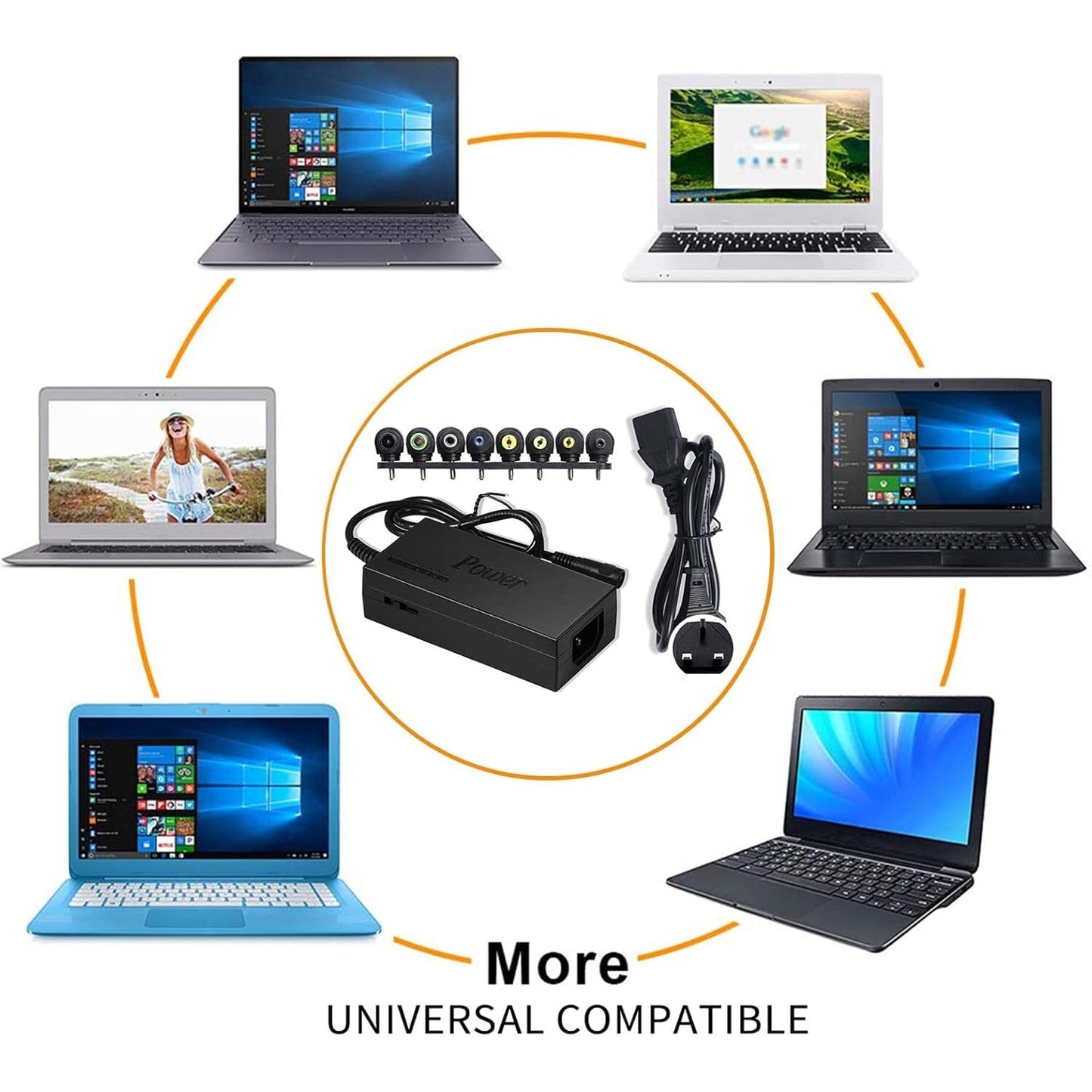 Incarcator HOZRO® Universal Laptop, Telefon, Camera, Alte Gadget-uri cu 9 Mufe de Conectare, Negru, 12V-24V 120W, alimentare priza BESTSELLS