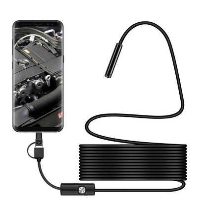 Camera endoscopica, grad industrial, 3 in 1, 7mm, 1m Hardwire, rezolutie 640x480, 1, 3 megapixeli, USB, Type-C, IP67 rezistent la apa, conexiune OTG, lumini LED, potrivita pentru mai multe scene, compacta si portabila, negru BESTSELLS
