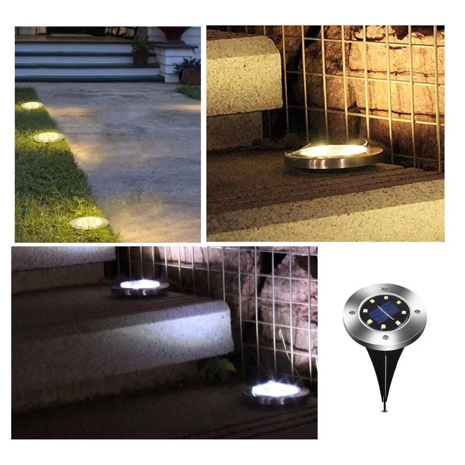 Set 4x LampI Cu Incarcare Solara Rapida SI Timp Mare De Utilizare, Tip Spot Cu 8 Leduri, HOZRO, Pentru Gradina, WaterProof, IP65, Carcasa Din Otel inoxidabil BESTSELLS
