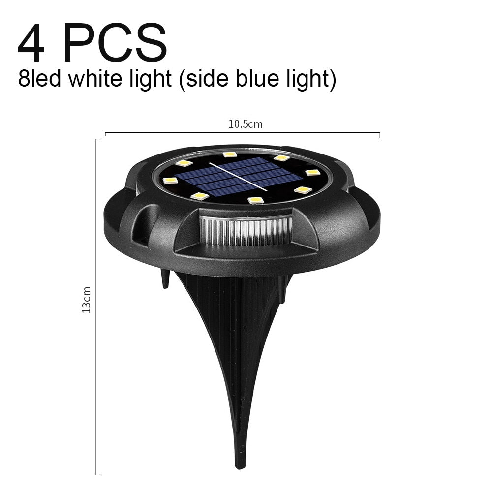 Set 4 Lămpi Solare Tip Spot pentru Grădină HOZRO – 12 LED-uri (8 Alb Cald + 4 RGB Laterale), IP65 HOZRO