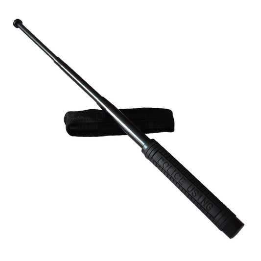Baston telescopic Police, 64 cm, Hozro® din otel inoxidabil cu 4 Elementi cu maner antialunecare si mecanism extensibil design compact si rezistent HOZRO