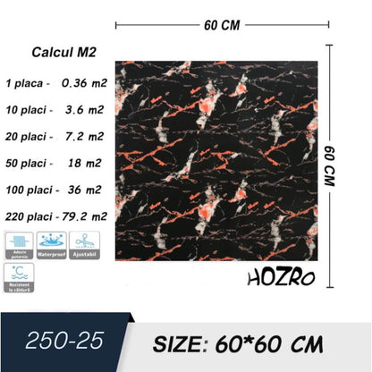 Set placi Hozro, Tapet imitatie Marmura decorativa autoadezive, pentru pereti, model abstract, 60x60 cm, 250-25, grosime 2mm BESTSELLS