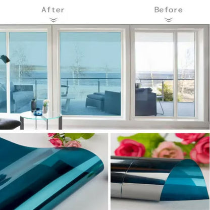 Folie Reflexiva Hozro pentru Geamuri Termopan, Efect de Oglinda, Protectie Solara UV,  Albastru , 60 x 300 cm HOZRO