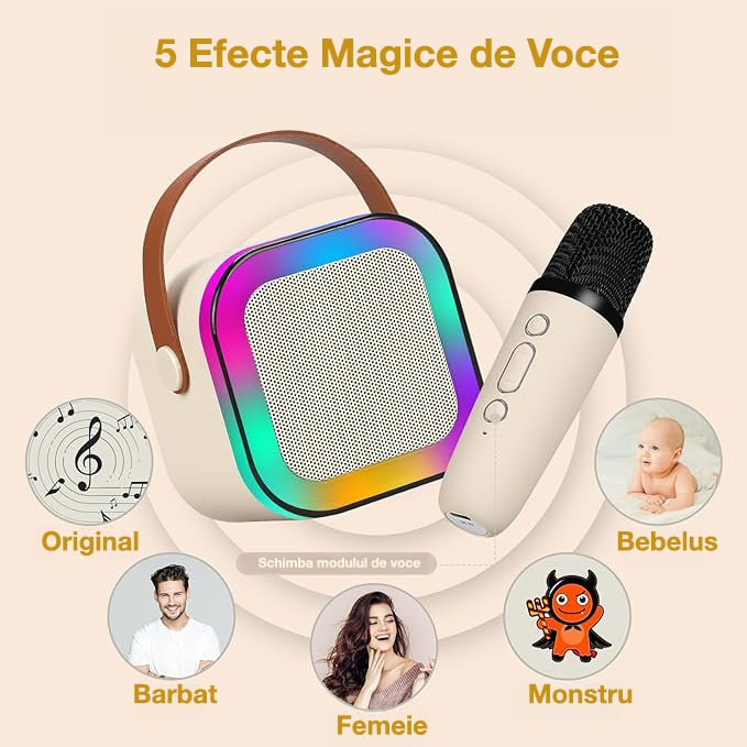 🎤 Set Karaoke Portabil Hozro: Boxă Bluetooth și 2 Microfoane Wireless – Spectacolul Începe Acasă! HOZRO
