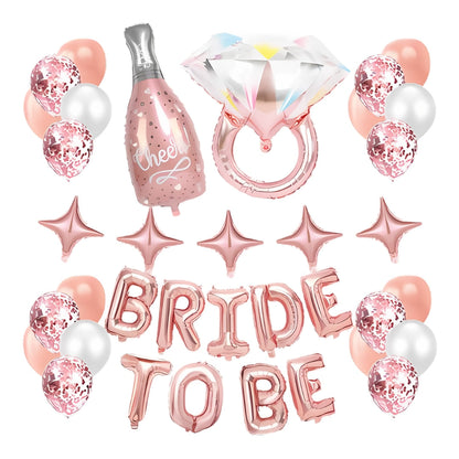 Set 36 baloane nunta, Bride to be HOZRO, Latex/Folie aluminiu, Rose Gold, Accesorii Elegante pentru Petrecerea Burlăcițelor, Nuntă sau Evenimente Tematice, Material Rezistent și Lucios HOZRO