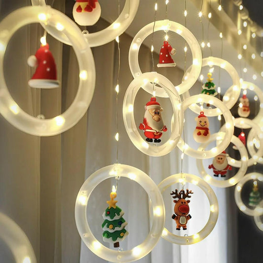 Instalatie de Craciun tip Perdea LED cu Figurine Decorative, 3m x 0.5m HOZRO