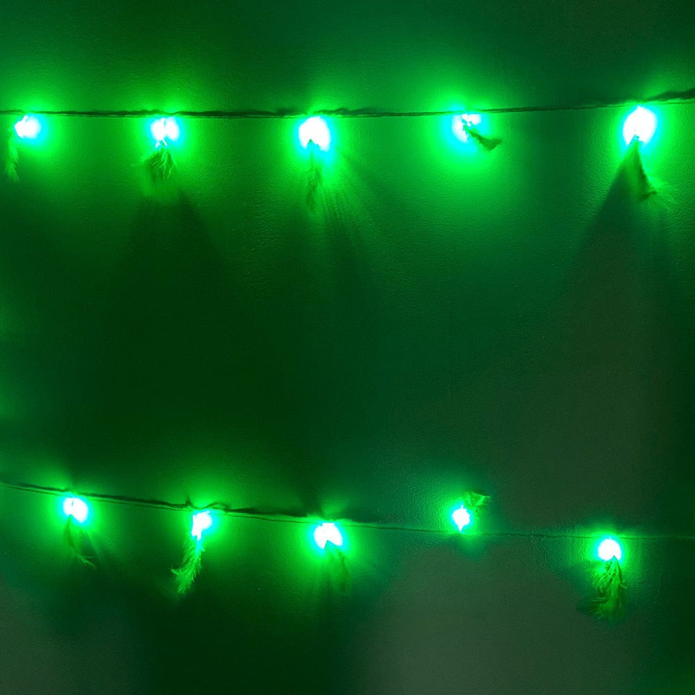 🪶 Instalație Decorativă Premium Hozro – 20 LED-uri cu Pene, 3.5m, Albastru sau Verde Magic HOZRO