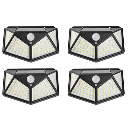 Lampa Solara HOZRO, SH 100, 100 LED-uri, Iluminare de 1000 Lumen, Senzor de Miscare si Lumina, Baterie Reincarcabila 2200mAh, Design Modern, Negru HOZRO