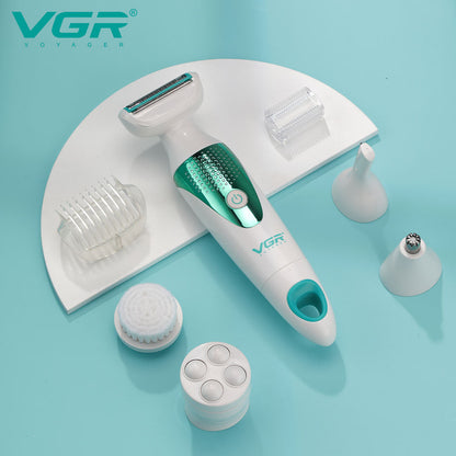 🪒 Aparat Multifuncțional de Tuns și Ras Corporal HOZRO V-720, Alb –  Alimentare cu Baterii, 5 Capete Interschimbabile HOZRO