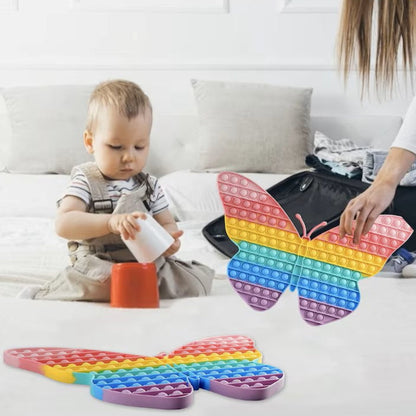Jucarie Interactiva HOZRO, Pop It Fluture Flippy, Dimensiuni Mari 25×30 cm, Multicolor – Antistres, Educativa si Amuzanta pentru Copii si Adulti, Flip It & Push On It HOZRO