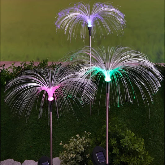 Set doua lampi solare decorative, Hozro®, efect de palmier, rezistente la intemperii, lumina led multicolora, speciale pentru gradina, terasa sau curte, fixare in sol, senzor de lumina HOZRO
