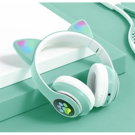 🎧 Căști Wireless HOZRO, Model Pisică STN-28– Sunet HiFi, Iluminare RGB, Bluetooth 5.0, Handsfree, Bass Stereo, LED, TF! 🐱 HOZRO