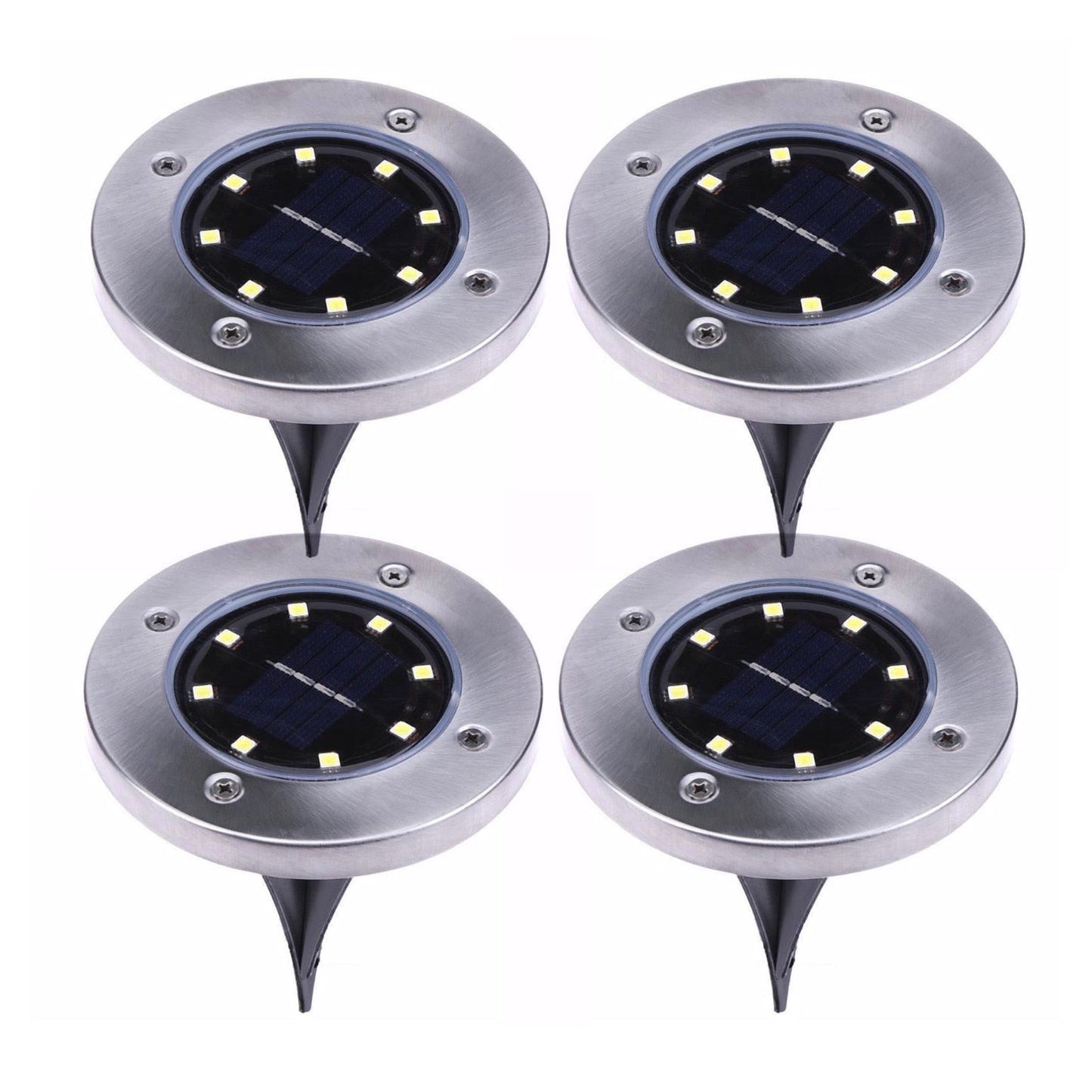 Set 4x LampI Cu Incarcare Solara Rapida SI Timp Mare De Utilizare, Tip Spot Cu 8 Leduri, HOZRO, Pentru Gradina, WaterProof, IP65, Carcasa Din Otel inoxidabil BESTSELLS