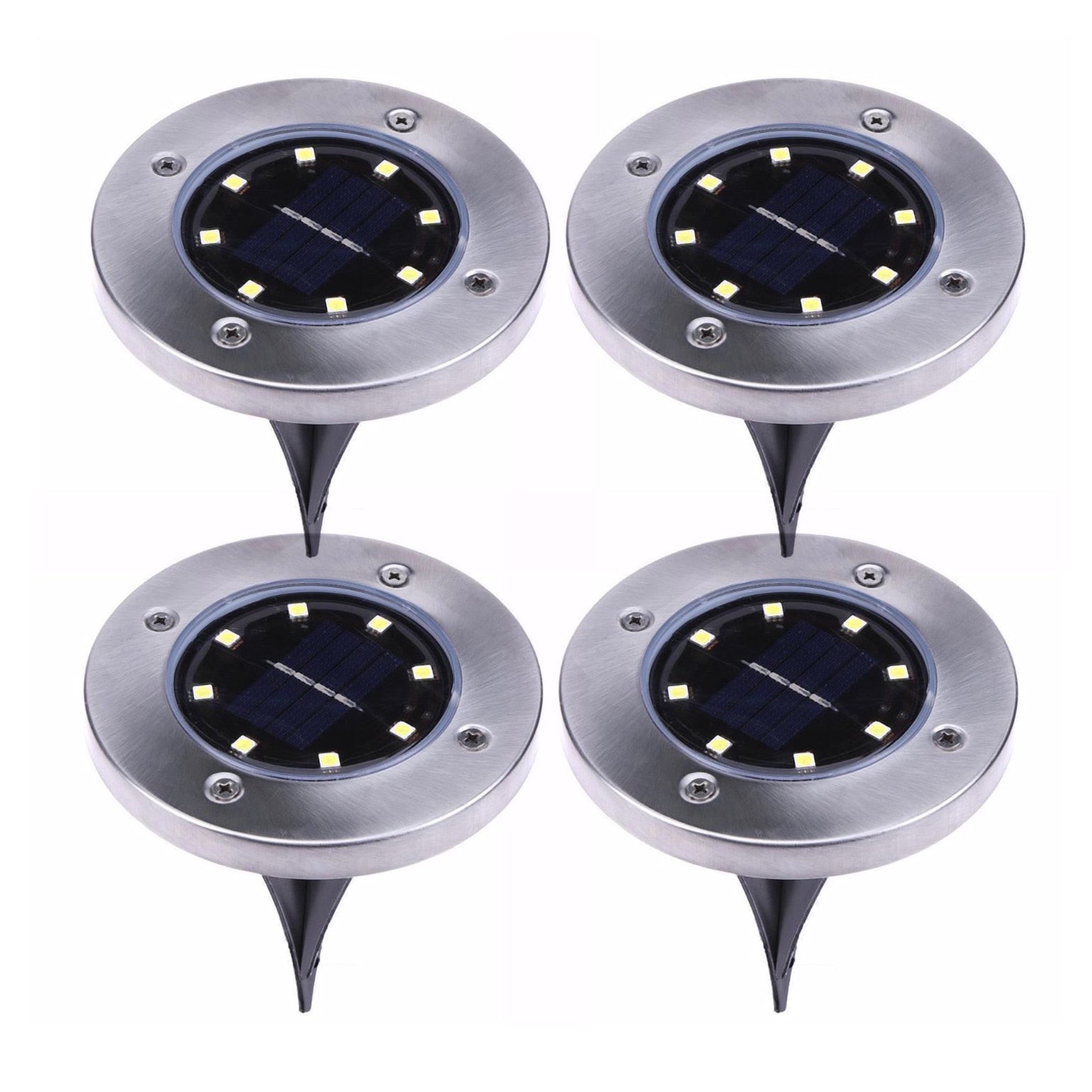 Set 4x LampI Cu Incarcare Solara Rapida SI Timp Mare De Utilizare, Tip Spot Cu 8 Leduri, HOZRO, Pentru Gradina, WaterProof, IP65, Carcasa Din Otel inoxidabil BESTSELLS