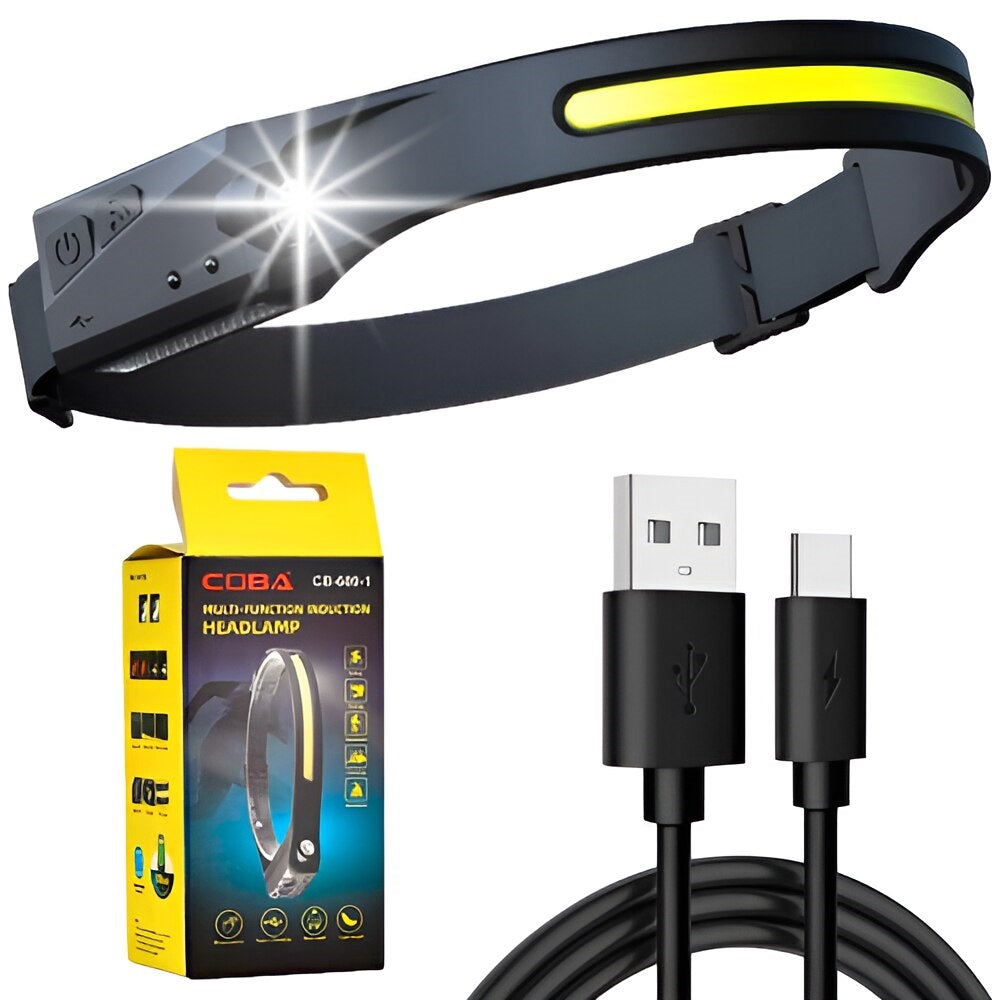 Lanterna LED de cap, HOZRO, iluminare puternica si senzor miscare, pentru vanatoare, pescuit, camping, santier, waterproof, negru OEM