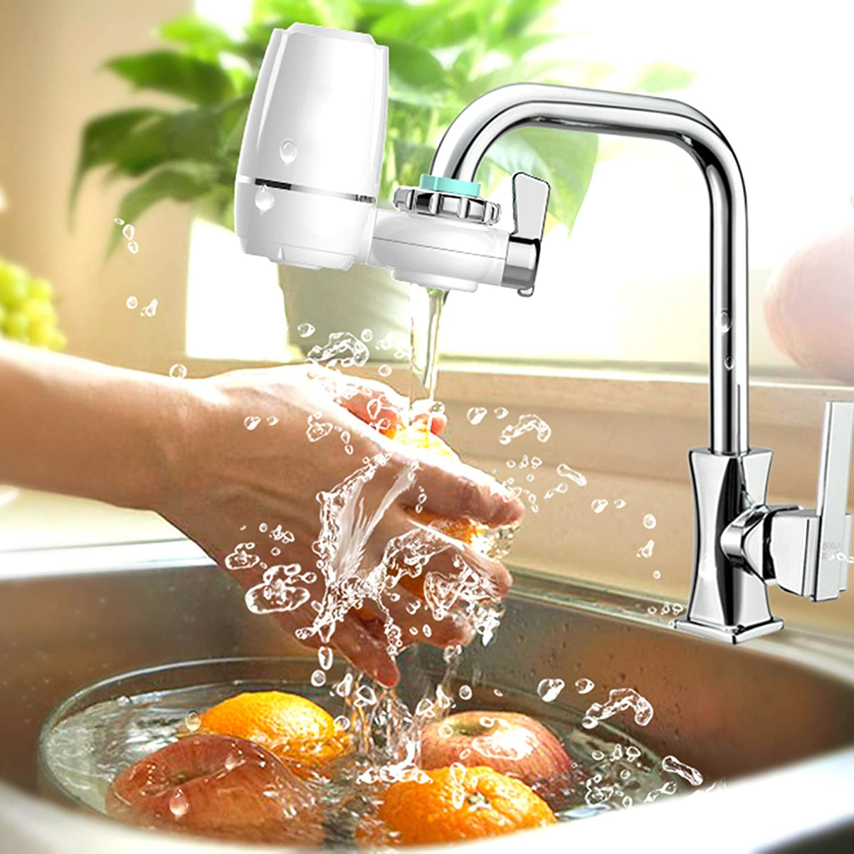 Filtru de apă pentru robinet HOZRO, din plastic, sistem de filtrare eficient pentru reducerea impurităților, clorului și mirosurilor neplăcute, montare rapidă fără unelte, design compact și durabil, ideal pentru îmbunătățirea gustului apei potabile HOZRO