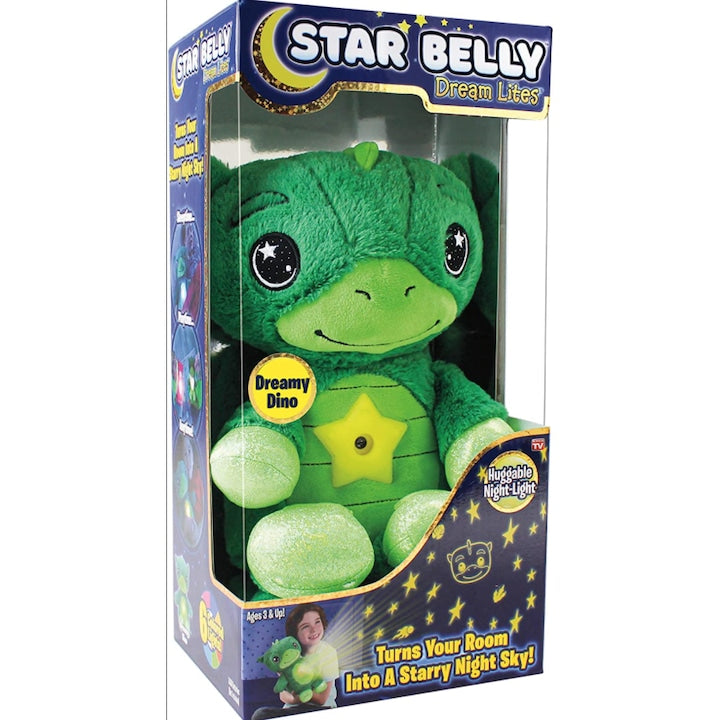 Jucărie de Pluș și Lampă de Veghe Hozro Star Belly Dream Lites – Proiecții și Muzică, Verde HOZRO