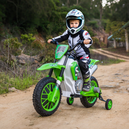 🏍️ Motocicletă Cross Electrică Hozro pentru Copii (3-5 ani), Amortizoare, Verde