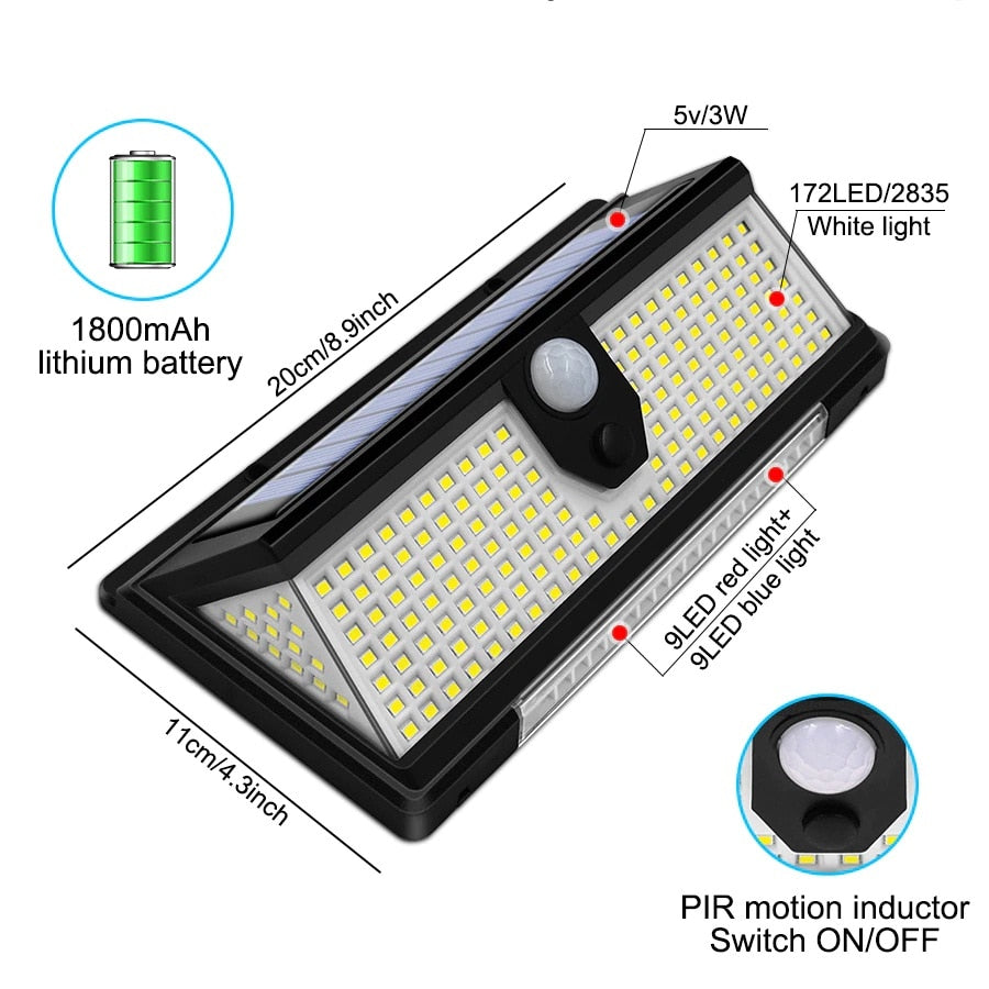 Lampa HOZRO, incarcare solara, senzor de miscare/lumina/stare de veghe, buton ON/OFF, CL-S190, Design Modern, Negru HOZRO