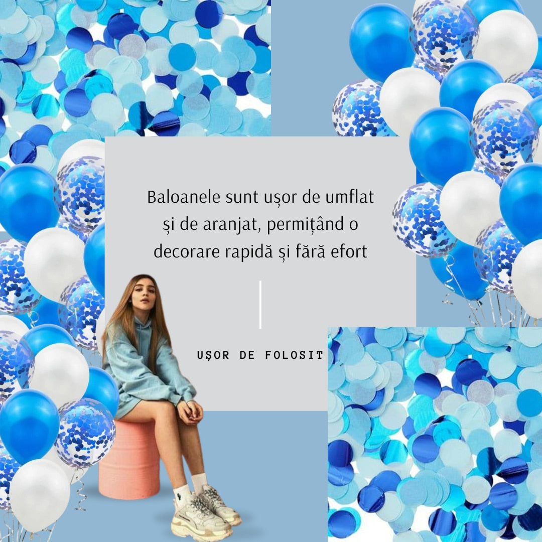 Set 10 baloane din latex confetii, Hozro®, diverse culori, 25 cm, Accesorii Elegante pentru Petreceri, Nuntă sau Evenimente Tematice, Material Rezistent HOZRO