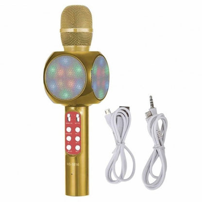 Microfon karaoke Disco LED WS1816-Hozro, fara fir, cu Radio si Recorder, wireless sistem, profesional cu boxe si Bluetooth 4.1 M1 HOZRO