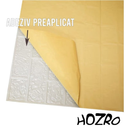 Set Tapet 3D Hozro autoadeziv, Model Caramizi Rau Gri Inchis, design modern, foarte usor de montat, Tapet 96 HOZRO