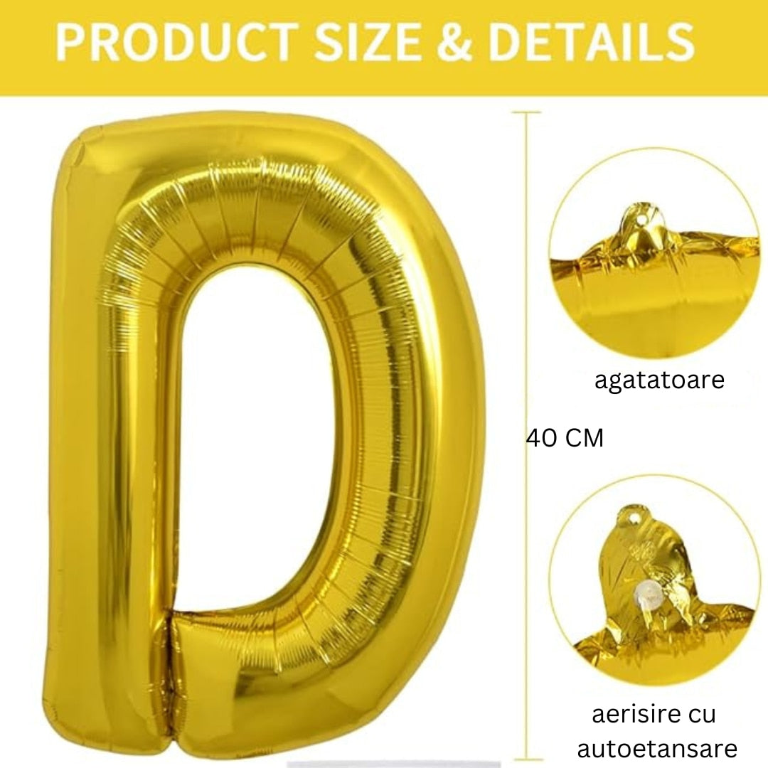 Balon folie HOZRO, gold, in forma de litera D, 40 cm BESTSELLS
