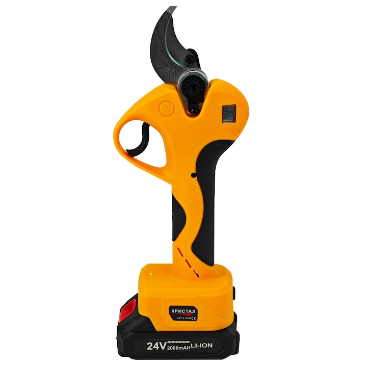 Foarfeca de gradina electrica cu 2 acumulatori 24 V HOZRO, deschidere 30 mm - max 45 mm, indicator procentaj baterie si numar de taieri, pentru vita de vie si crengute, livade HOZRO