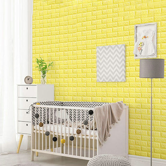 Set Tapet 3D Hozro autoadeziv, Model Caramizi, design modern, foarte usor de montat, Tapet 50 Galben HOZRO