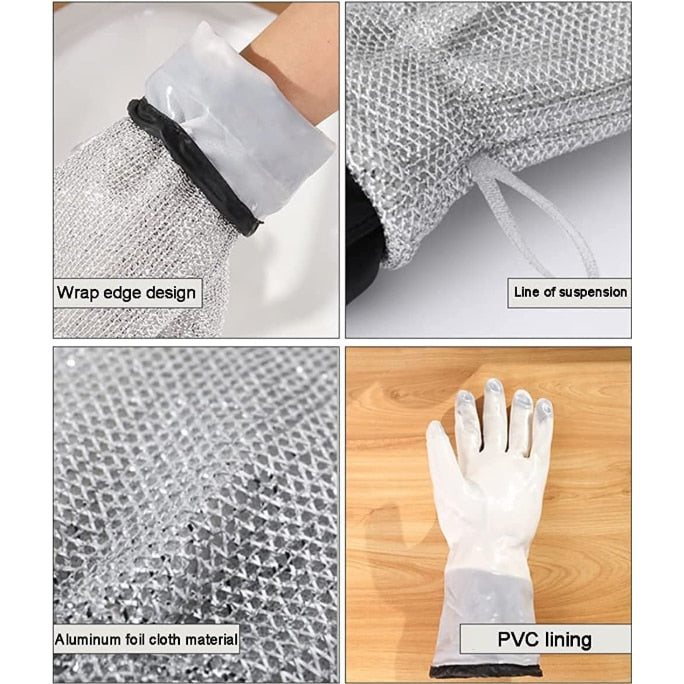 Set 2 Mănuși Abrazive Hozro pentru Curățare Eficientă – Argintiu, 22 x 15.5 cm BESTSELLS
